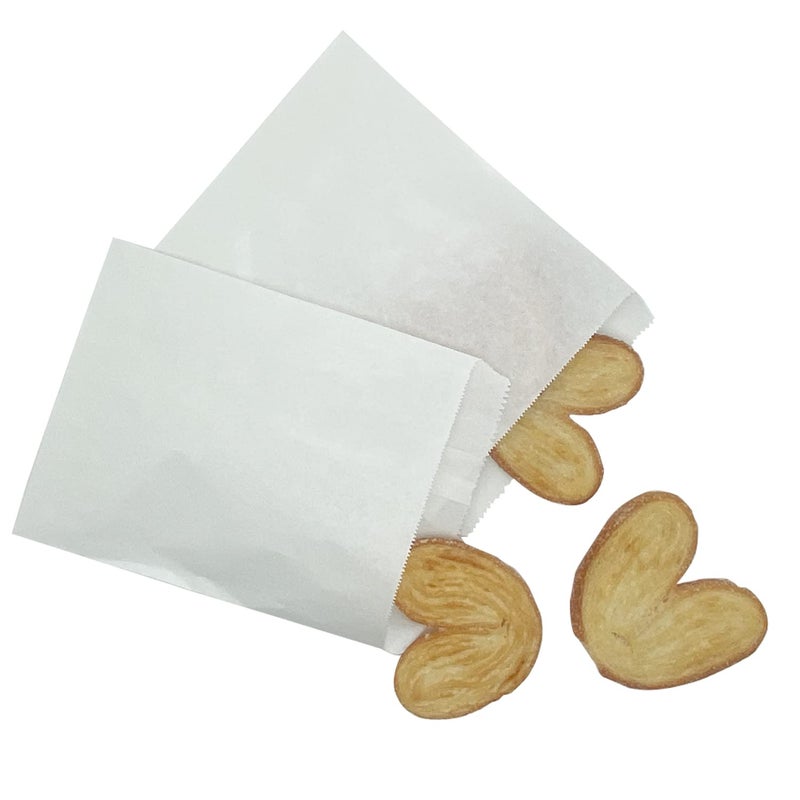 Amsthow Glassine Cookies Bags 5.12 x 6.3-inch Wax Paper Flat Treat White Paper Bags for Cookies, Pastries, Candies (100Pcs White) - Image 4